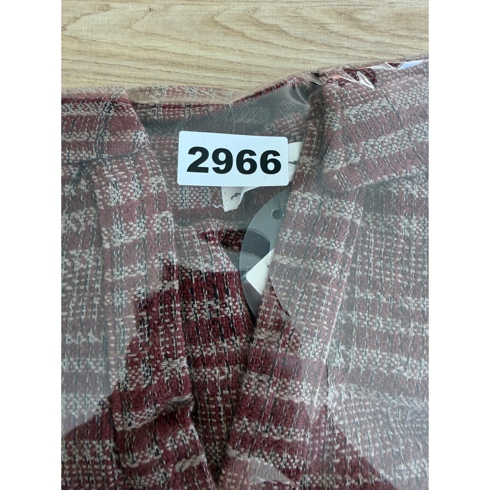 In Loom Plaid Tunic Blouse Size S Mahogany Cotton Linen Boho Academia Lagenlook - Picture 11 of 11